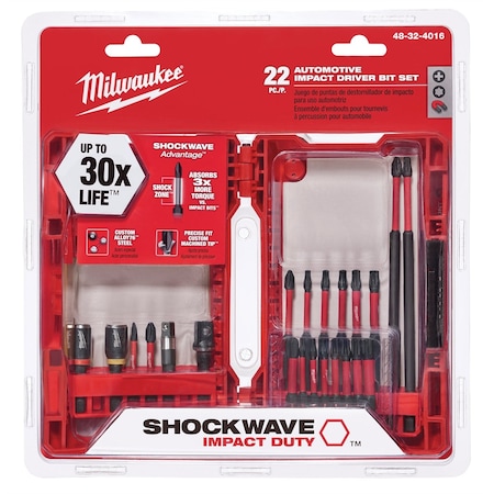 Milwaukee Tool 22-Pc Auto Shockwave Imp Driver Bit Set 48-32-4016